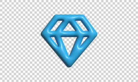 Blue diamond icon 3D render, isolated gem shape for luxury branding and dig.. Stock Illustration