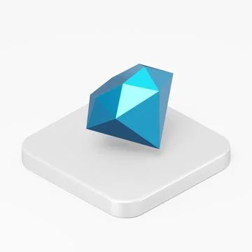 Blue diamond icon. 3d rendering square button key isometric view, interface u Stock Illustration
