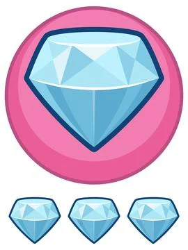 Blue Diamond Icon with Pink Circular Background Stock Illustration