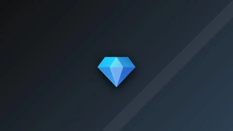 Blue diamond icon rotating seamlessly on a dark background Stock-Footage 345098912