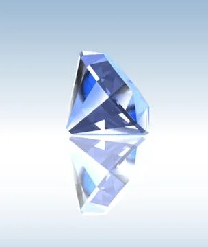 Blue diamond with reflection. Vector Stock Illustration
