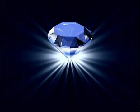 Blue diamond with reflection. Vector Stock Illustration