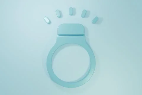 Blue Diamond ring icon isolated on blue background. Minimalism concept. 3D .. Stock Illustration
