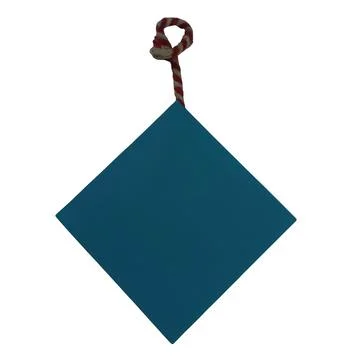 Blue diamond-shaped keychain hanging from a metal ring Stock Illustration