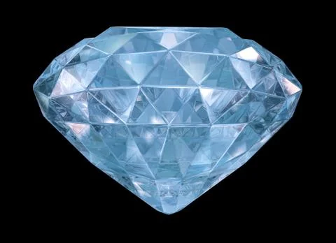 Blue diamond with soft edges. 3D image isolated on black Stock Illustration