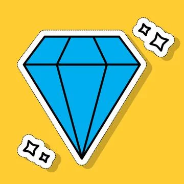 Blue diamond sticker. Vector illustration. Stock Illustration