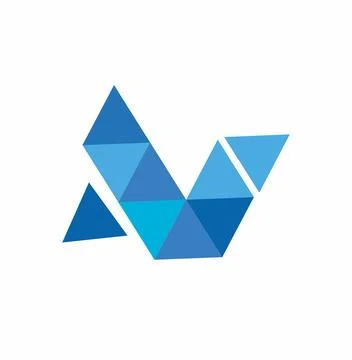 Blue diamond vector illustration and logoAV,N initials triangle geometric p.. Stock Illustration