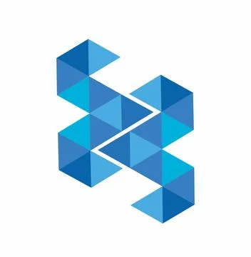 Blue diamond vector illustration and logoMW, MM, WW, WM initials geometric .. Stock Illustration
