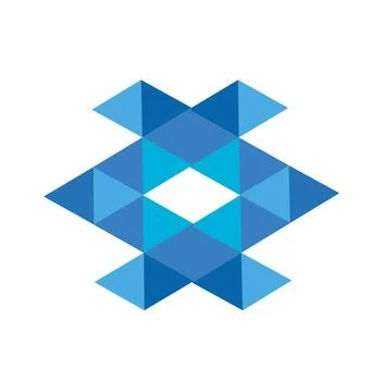 Blue diamond vector illustration and logoXO, XD, O, OX,OD initials triangle.. Illustrazione stock