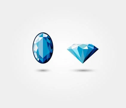 Blue diamond vector - top view and side view Stock Illustration