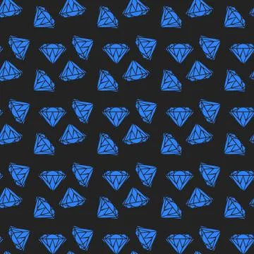 Blue diamonds vector seamless on dark background. Wallpaper texture pattern Stock Illustration