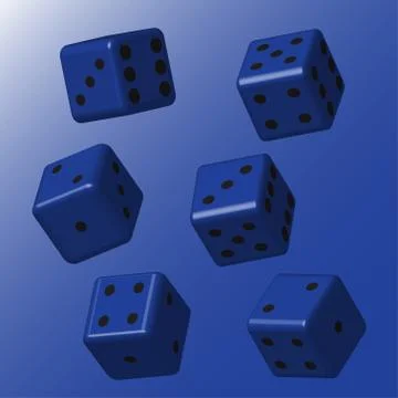 Blue Dice with Black Points Stock Illustration