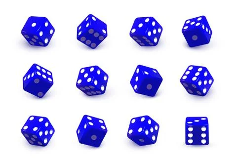 Blue dice cubes for gambling set. Casino craps and playing games vector Stockillustratie