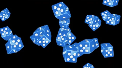Blue Dice Exploding and Falling Against a Black Background Vídeos de archivo 344518878
