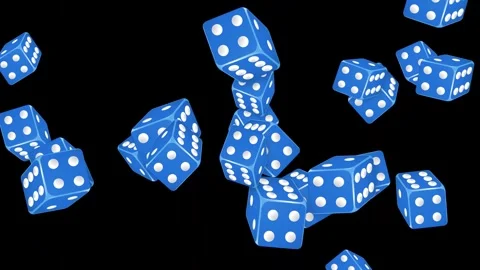 Blue Dice Exploding and Floating Against a Solid Black Background Stock Footage 346274267