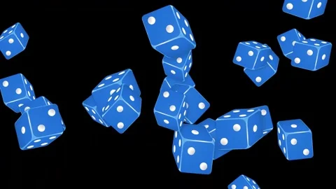Blue Dice Exploding and Floating Against a Black Background Stock Footage 346435661