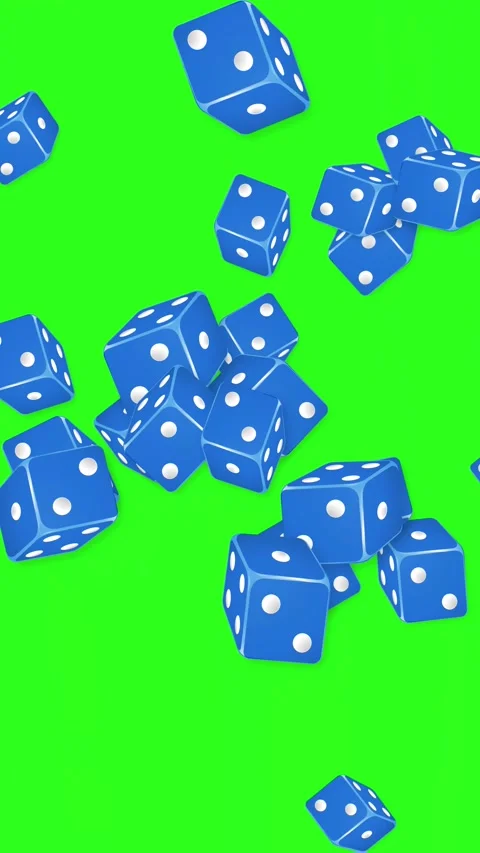 Blue Dice Falling and Bouncing on a Green Screen Background 動画素材 345041340