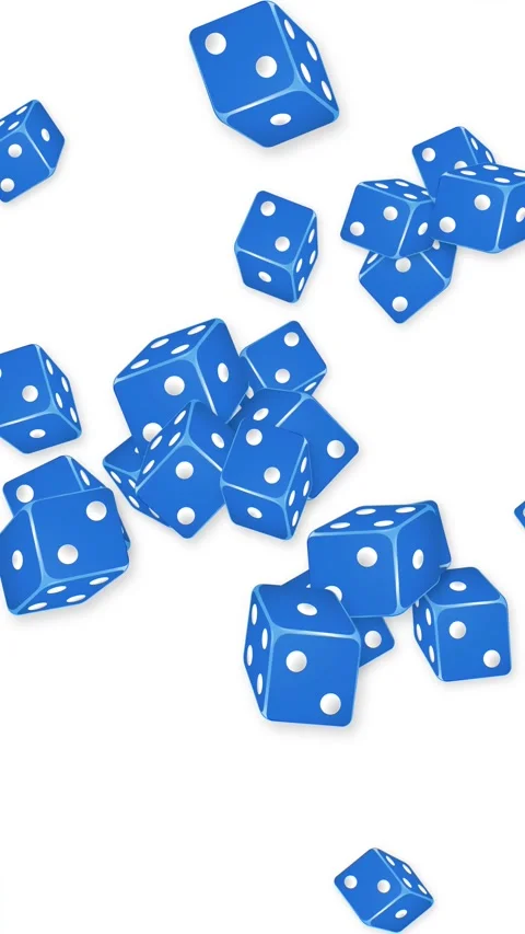 Blue Dice Falling and Bouncing on a Clean White Background 動画素材 345206661