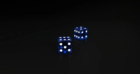 Blue dice falling on black background in slow motion 3D rendering Stock Footage 93688642