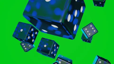 Blue dice falling down on chromakey background. Casino concept. Gambling. Stock Footage 171316835