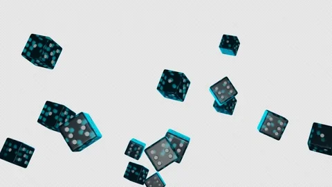 Blue dice falling down on transparent background. Gambling concept. Casino.  Stock Footage 170518753