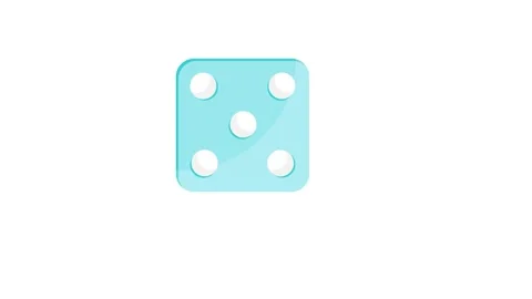 A blue dice featuring white dots, commonly used in board games for rolling .. Stock Footage 332540852