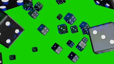 Blue dice flying into camera on chromakey background. Stock Footage 170067394