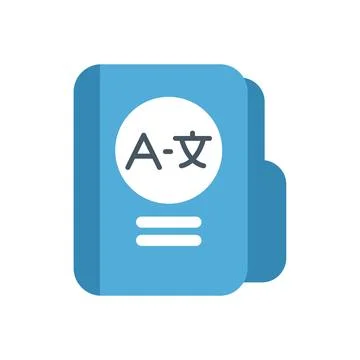 Blue dictionary icon representing language translation services Stock Illustration