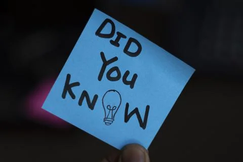 Blue "Did You Know" speech bubble with a bulb icon Stockfoto's