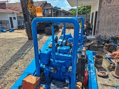 Blue diesel engine Stock Photos