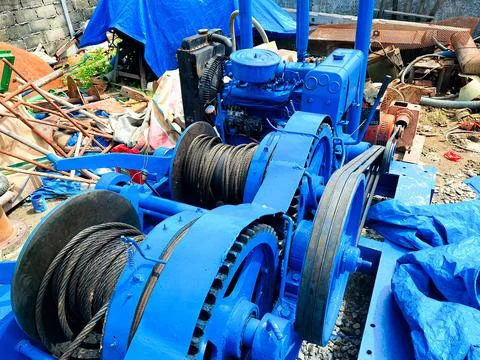 Blue diesel engine Stock Photos