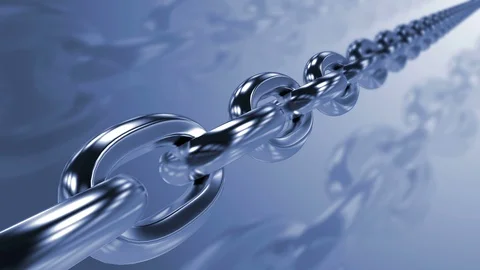 Blue digital 3D animated looped block chain concept Stock Footage 107834801