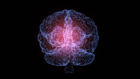 Blue digital 3D hologram of a human brain with inflammation Stock Footage 168540558