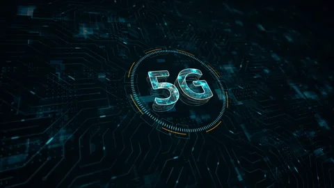 Blue digital 5G logo with data transfer concept Stock Footage 242524659