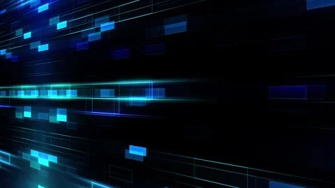 Blue Digital Abstract Hi-Tech Animation with Neon Rectangles Stock Footage 287414401