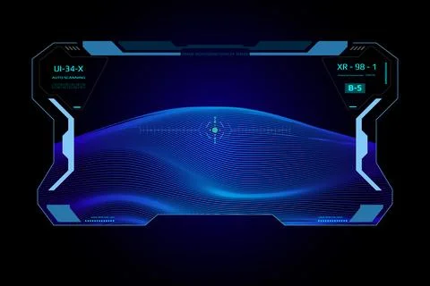 Blue Digital Abstract HUD UI Mountain Landscape Wireframe Stock Illustration