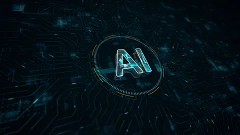 Blue digital Ai logo with data transfer concept and connection technology Stock Footage 242524708