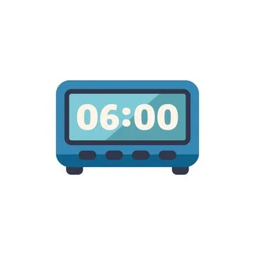 Blue digital alarm clock displaying 06,00 am or pm イラスト素材