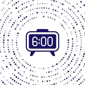Blue Digital alarm clock icon isolated on white background. Electronic watch Stock Illustration