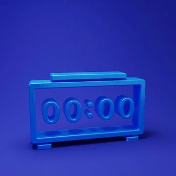 Blue Digital alarm clock icon isolated on blue background. Electronic watch.. 스톡 일러스트