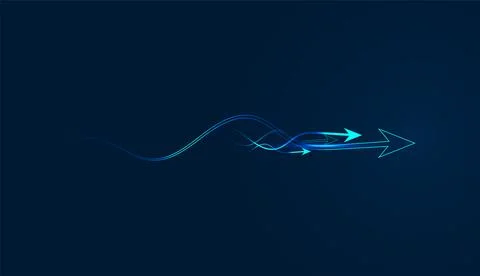 The blue digital arrows weaves forward, illustrating the complex path to ac.. Illustration