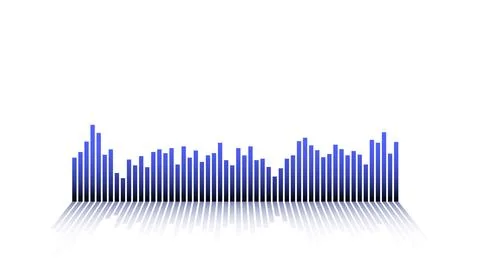 Blue Digital Audio Equalizer Bars with Reflection Stock Illustration