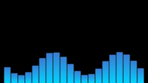 Blue digital audio frequency bars against a deep solid black background 库存影片 335117931