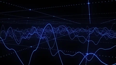 Blue Digital Audio Wave and Network Plexus Loop Stock Footage 336201540