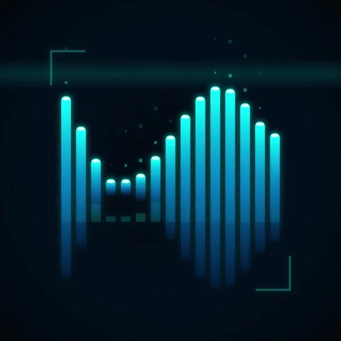 Blue Digital Audio Waveform Equalizer Bars on Dark Background - Technology .. Stock Footage 346283823