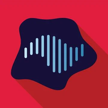 Blue digital audio waveform showing sound or music frequency on red backgroun Stock Illustration
