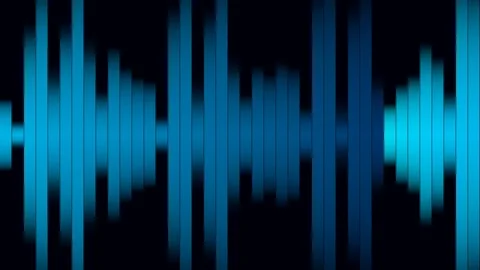 Blue Digital Audio Waveform Spectrum on Black Background Stock Footage 340987060
