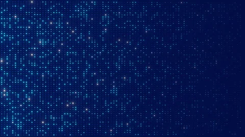 Blue digital background with glowing data points and a fading pixel grid pattern Stock Footage 338191232