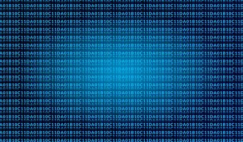 Blue digital background with repeating binary code pattern for modern Stock Illustration