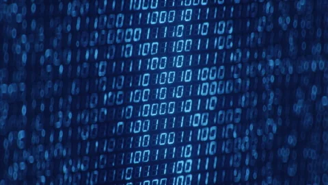 Blue digital binary data on a computer screen seamless loop 3D render animation Stock Footage 241328130